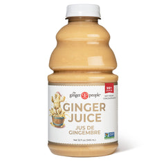 The Ginger People front label on 32 oz bottle showing product identity and benefit