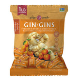 The Ginger People front packaging showing 1 lb bag and clear branding, convenient storage