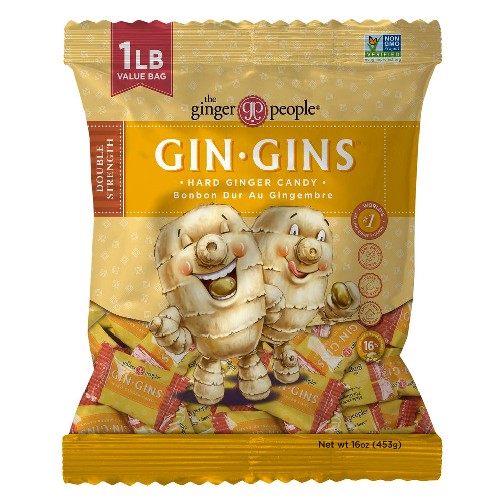 The Ginger People front packaging showing bold double strength label and size