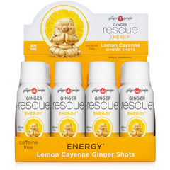 The Ginger People front pack of twelve Lemon Cayenne shots, convenient grab-and-go