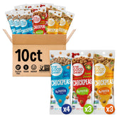 The Good Bean front packaging variety pack showing three flavors and convenience