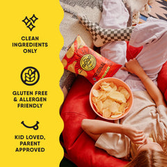 The Good Crisp Company Original bag close-up showing crinkle texture and clean ingredients