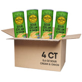 The Good Crisp Company front can showing sour cream & onion branding and resealable lid