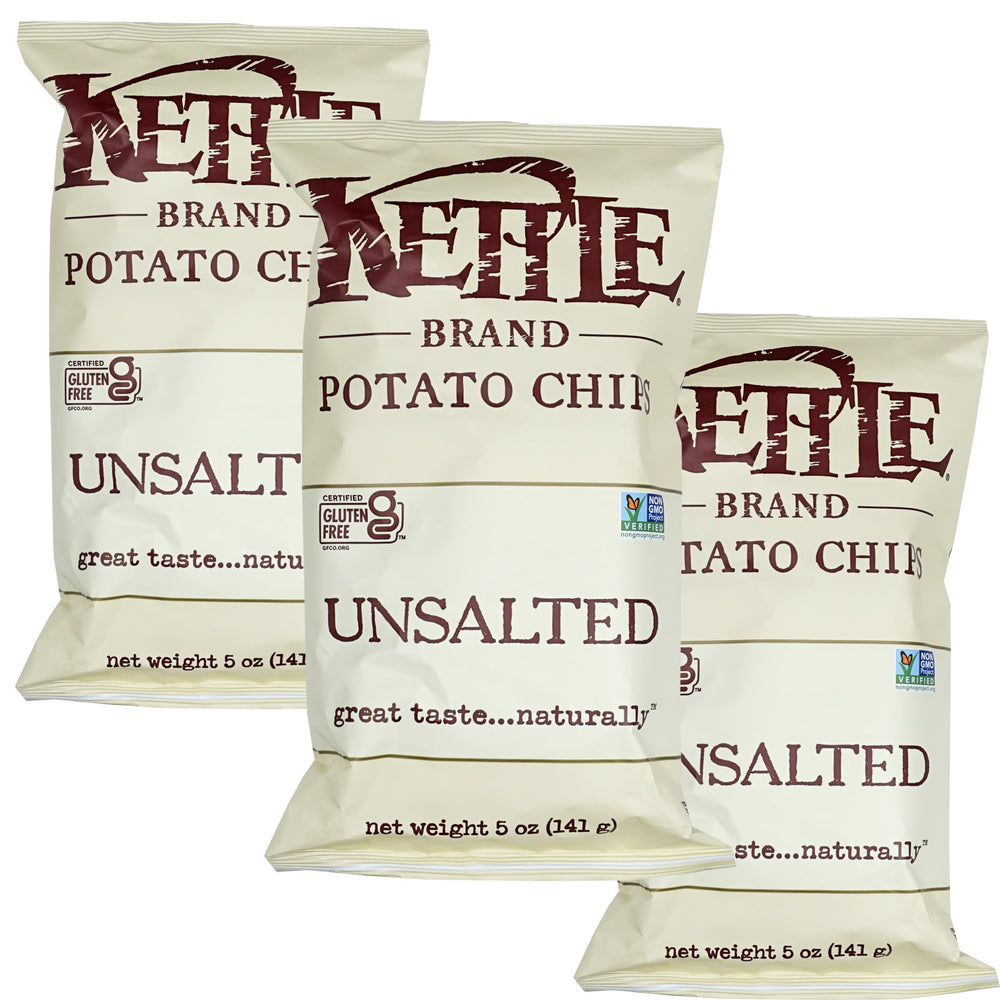 THE HAMPTON CANDY COMPANY front packaging showing three 5oz unsalted bags and convenience