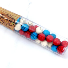 THE HAMPTON CANDY COMPANY close-up of Double Bubble gumballs texture and baseball prints highlighting visual appeal