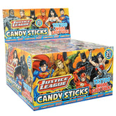 THE HAMPTON CANDY COMPANY front packaging showing 30 mini Justice League packs for easy party distribution