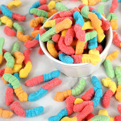 THE HAMPTON CANDY COMPANY gummy worms in a bowl for party use and colorful display