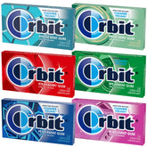 THE HAMPTON CANDY COMPANY Orbit front pack view showing six flavors and convenience
