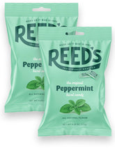 THE HAMPTON CANDY COMPANY Reed’s peppermint front packaging showing two 6.25oz bags for easy sharing