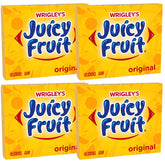 THE HAMPTON CANDY COMPANY Wrigley Juicy Fruit front packaging showing four 15-stick packs for easy sharing