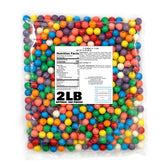 The Hampton Popcorn Company front packaging showing 2 lb bulk mini gumballs and contents benefit