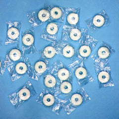 Individually wrapped Pep O Mint candies by The Hampton Popcorn Company for hygienic sharing
