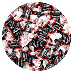 The Hampton Popcorn branded front bag showing 2 lb Tootsie Roll Midgees and product details, convenient bulk storage