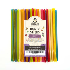 The Honey Jar front packaging showing 50-count variety pack and convenience