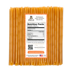 The Honey Jar close-up of peach honey texture inside stick, highlights pure honey quality