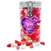 The Jelly Bean Planet jar front view showing heart-shaped jelly beans and colorful appeal