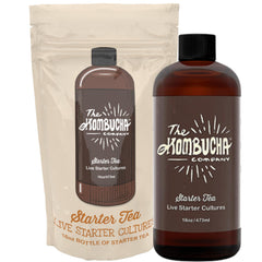 The Kombucha Company front bottle view showing label and live cultures benefit