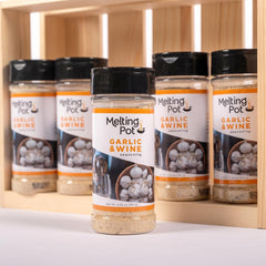 Grilled shrimp seasoned with The Melting Pot blend, brand enhances seafood flavor