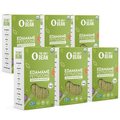 The Only Bean front packaging showing organic edamame fettuccine and benefits