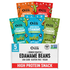 The Only Bean front pack showing five-flavor variety and convenience
