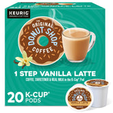 The Original Donut Shop front box showing 20-count and vanilla flavor benefit