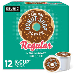 The Original Donut Shop front packaging showing box and 12-count pods for convenience