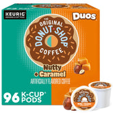 The Original Donut Shop box front showing Nutty + Caramel flavor and 96-count convenience
