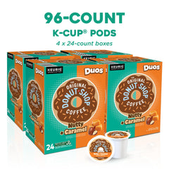 Close-up of The Original Donut Shop K-Cup pod top displaying brand and easy use
