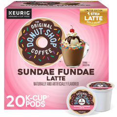 The Original Donut Shop front packaging showing 20-count pods and flavor benefits