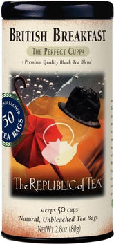 The Republic of Tea front packaging showing 50-count box and clear labeling for convenience