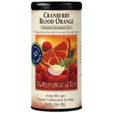 The Republic of Tea front packaging showing 50-count box and bold cranberry-orange branding for easy selection