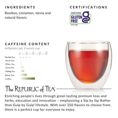 Loose rooibos blend with cinnamon and ginger showing The Republic of Tea ingredients