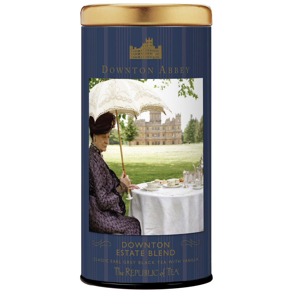 The Republic of Tea Downton Abbey box front showing branding and 36-count packaging convenience
