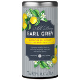 The Republic of Tea front box showing lemon biscuit Earl Grey, draws attention
