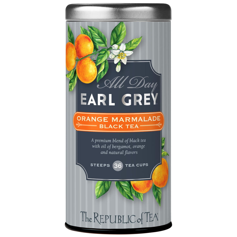 The Republic of Tea front packaging showing product name and count, clear branding benefit