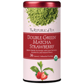The Republic of Tea front packaging showing organic matcha strawberry benefits
