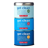 The Republic of Tea front view of both stackable Get Clean tins showing packaging and convenience