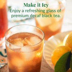 The Republic of Tea iced pitcher poured over ice highlighting refreshing serve