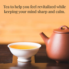 Top view of brewed Peach Blossom Oolong cup showcasing clear color and inviting floral aroma