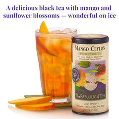 The Republic of Tea hot poured cup steaming to emphasize warming flavor comfort
