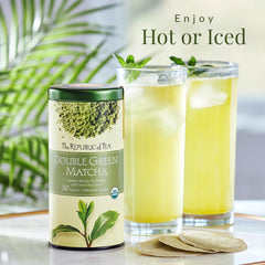 The Republic of Tea brewed cup with vibrant green color showing smooth, ready-to-drink matcha