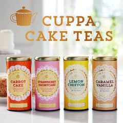 Brewed cup of The Republic of Tea strawberry shortcake tea illustrating warm dessert notes