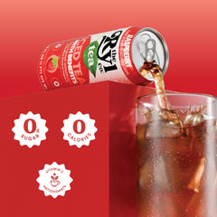 The Ryl Co raspberry iced tea poured into a glass over ice, showcasing refreshing clarity