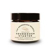 The Sourdough Source front jar packaging showing Einkorn starter and clarity benefit