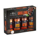 The Spice Lab gift set front packaging showing four shaker jars and variety benefit