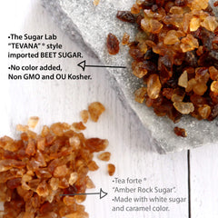 the sugar lab close-up of brown beet sugar crystals highlighting faceted texture and slow-dissolving benefit