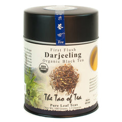 The Tao of Tea front tin showing organic label and freshness preservation