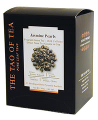 The Tao of Tea brewed cup with steam showing fragrant jasmine and clarity
