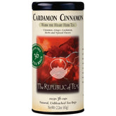 The Republic of Tea front box showing cardamom cinnamon packaging and benefits