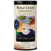 The Republic of Tea front packaging showing mango Ceylon black tea and convenience